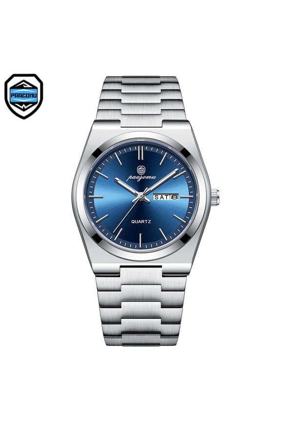 Ultra-thin men's watch, waterproof, luminous quartz watch, dual calendar watch, day of the week display, men's wristwatch, fashionable trendy watch