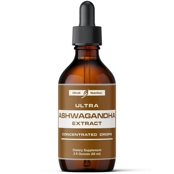 Ultra6 Nutrition Ashwagandha Liquid Drops - Organic Ashwagandha Supplements with Rhodiola Rosea Tincture - Root Extract for Mood and Energy - Supplement for Men & Women