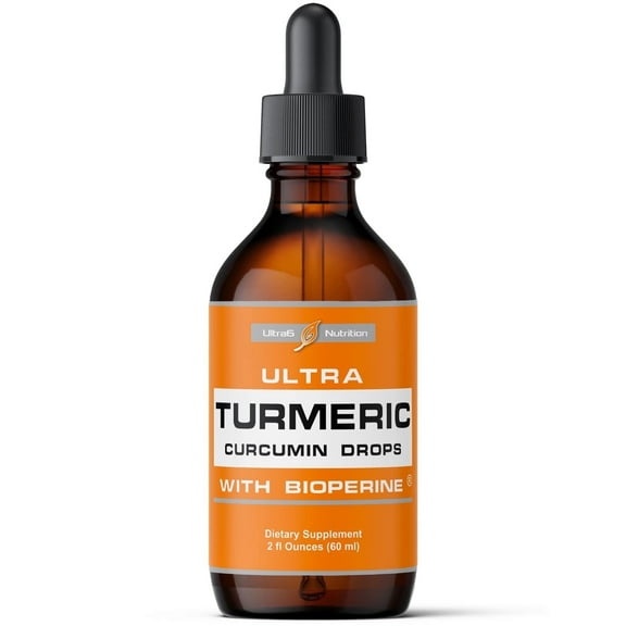 Ultra6 Nutrition Liquid Turmeric Curcumin Extract Drops with Black Pepper Bioperine Easy-to-Take 60ml