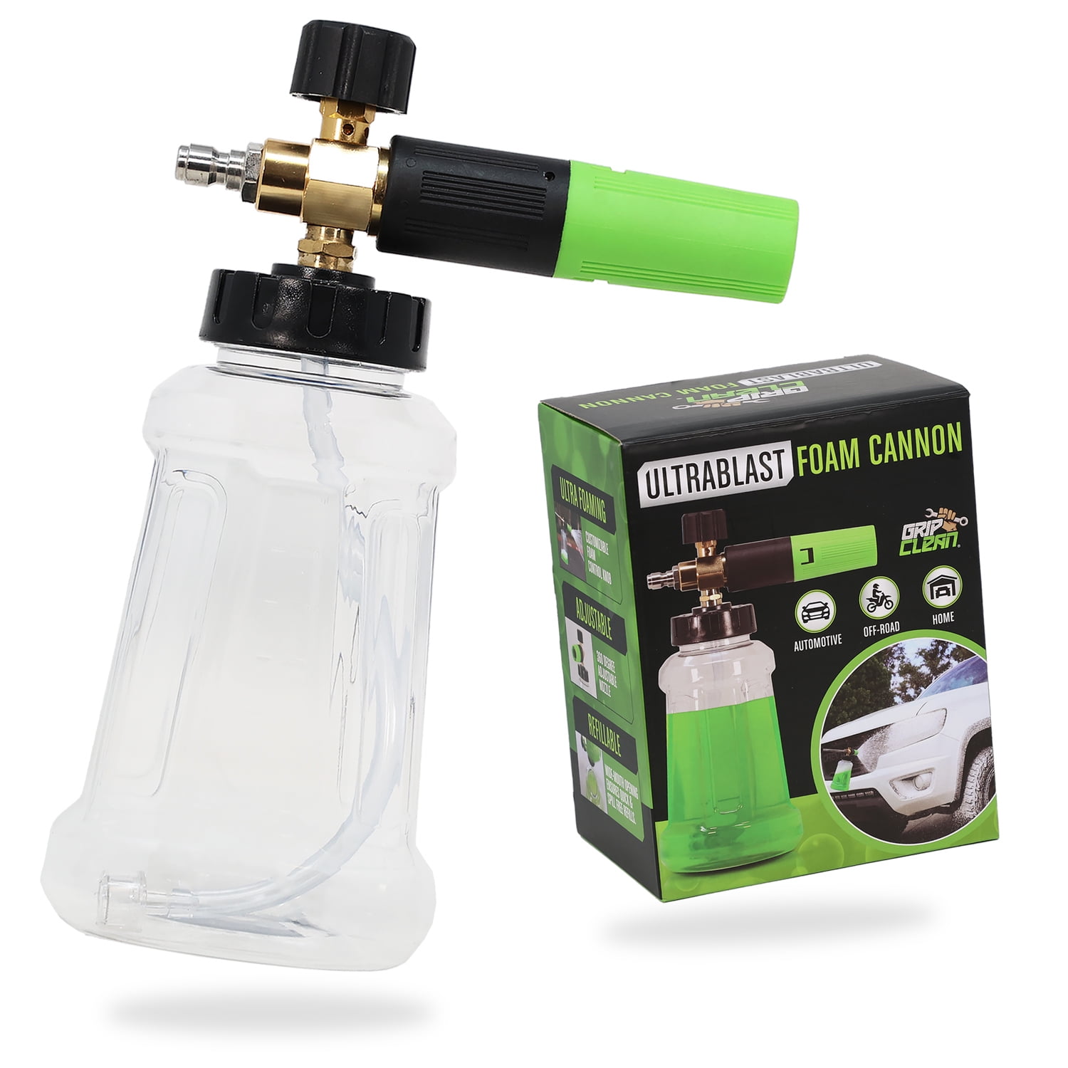 UltraBlast Foam Cannon for Pressure Washer - Car Wash Foam Gun for Car Wash Soap. Adjustable & High Foam Nozzle Attachment for Pressure Washer - Grip Clean