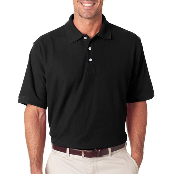 UltraClub 7510 Platinum Men's Polo Shirt -Black-Large