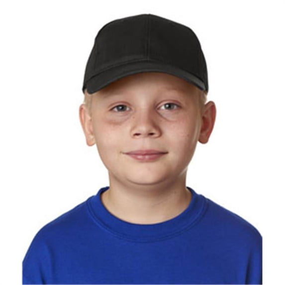 UltraClub 8122 Youth Classic Cut Cotton Twill 6-Panel Cap - Black