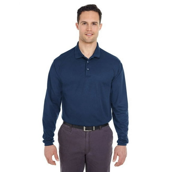 UltraClub 8210LS Adult Cool & Dry Long-Sleeve Mesh Piqué Polo