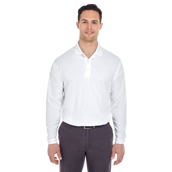 UltraClub 8210LS Mesh Pique Polo White XX-Large