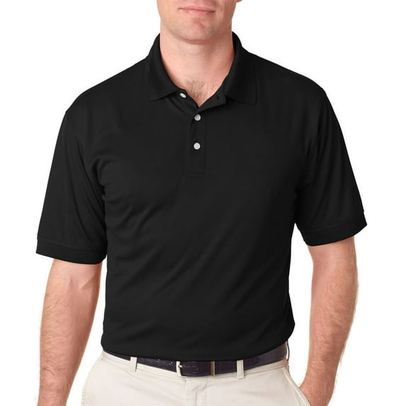 UltraClub 8315 Men's Relaxed Fit Polo Shirt -Black-Medium