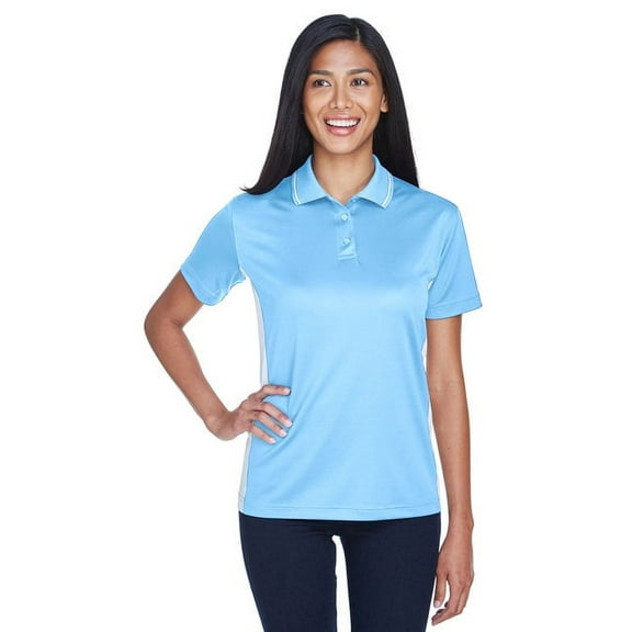 UltraClub 8406L Ladies Cool & Dry Sport Two-Tone Polo Columbia Blue/White XX-Large