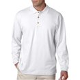 thumbnail image 1 of UltraClub 8501 Mens Egyptian Interlock Long-Sleeve Polo - White, 4XL, 1 of 1