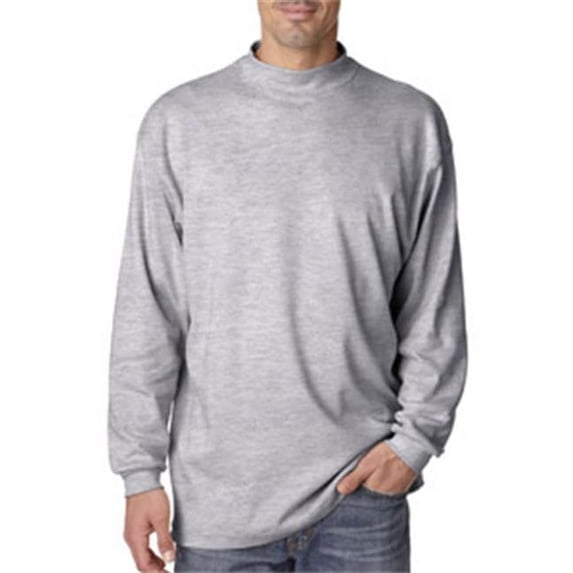 UltraClub 8510 Adult Egyptian Interlock Long-Sleeve Mock Turtleneck - Heather Grey, 3XL
