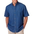 thumbnail image 1 of UltraClub 8965 Adult Cypress-Denim Woven Pocket Shirt -Indigo-Large, 1 of 2