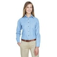 thumbnail image 1 of UltraClub 8966 Ladies Long-Sleeve Denim Shirt Light Blue Small, 1 of 3