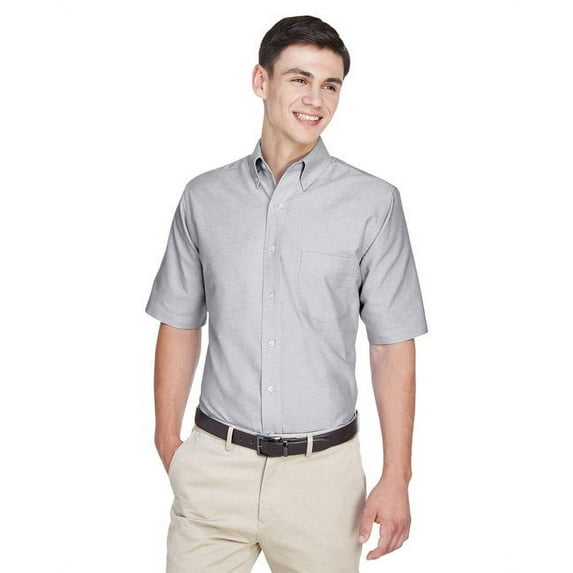 UltraClub Men's Classic Wrinkle-Resistant Short-Sleeve Oxford - CHARCOAL - 6XL