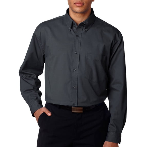 UltraClub 8975 Men's Whisper Pocket Twill Shirt -Graphite-6X-Large