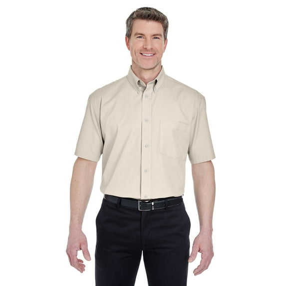 UltraClub Mens Short Sleeve Whisper Twill 6X-Large Stone