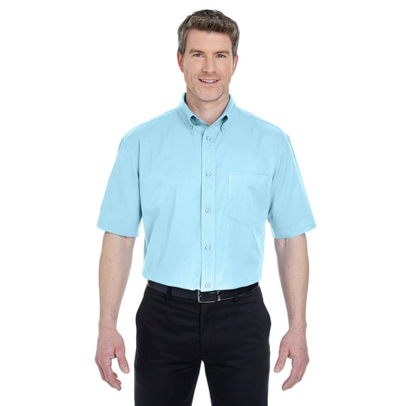 8977 UltraClub Men's Whisper Twill Short-Sleeve Plain Dress Shirt