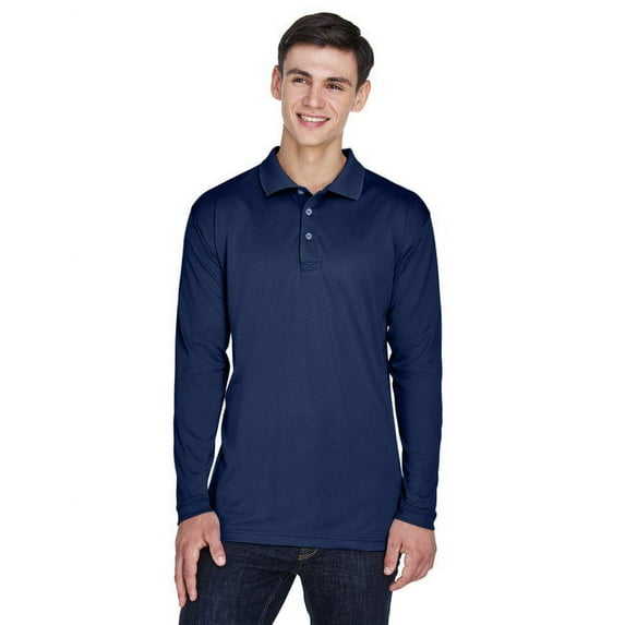 UltraClub Adult Cool & Dry Sport Long-Sleeve Polo 4XL NAVY