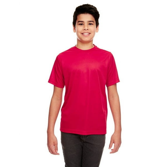 UltraClub Big Boys' Athletic Performance Crewneck T-Shirt, Red, Large