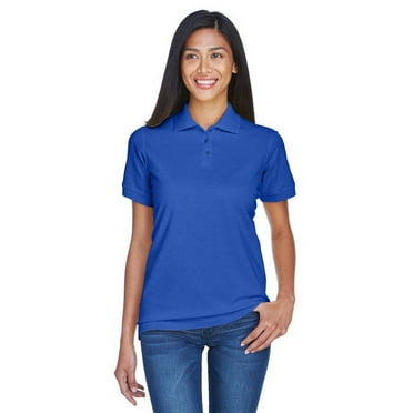 UltraClub Ladies' Classic Pique Cotton Polo, Royal, 2XL