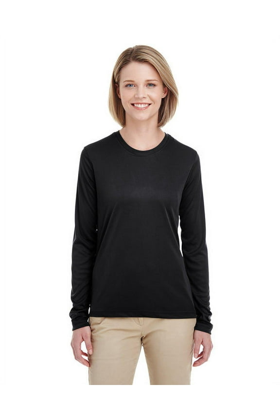 Ladies' Cool & Dry Performance Long-Sleeve Top 2XL BLACK