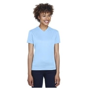 UltraClub Ladies Cool & Dry Sport V-Neck T-Shirt 8400L Columbia Blue XS