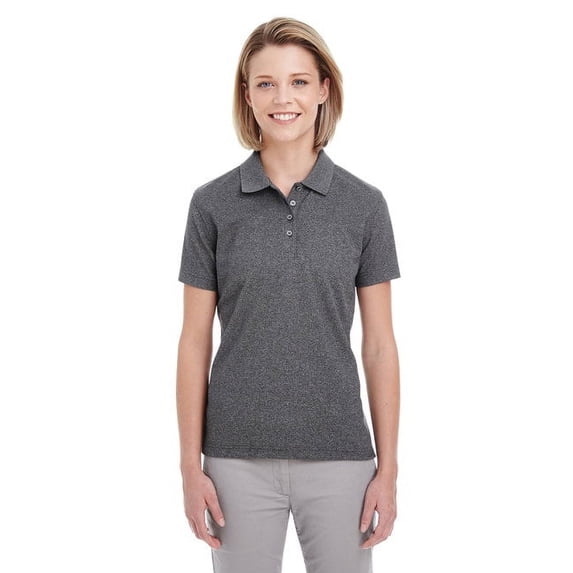 UltraClub Ladies' Heathered Piqué Polo L BLACK HEATHER