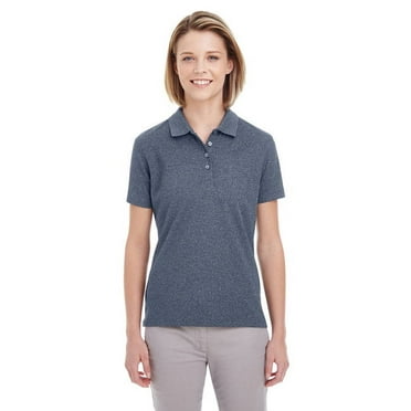 UC100W UltraClub Ladies' Heathered PiquÃ© Polo - Navy Heather -XL