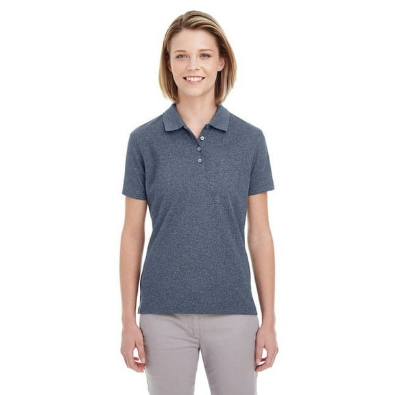 UC100W UltraClub Ladies' Heathered PiquÃ© Polo - Navy Heather -XL