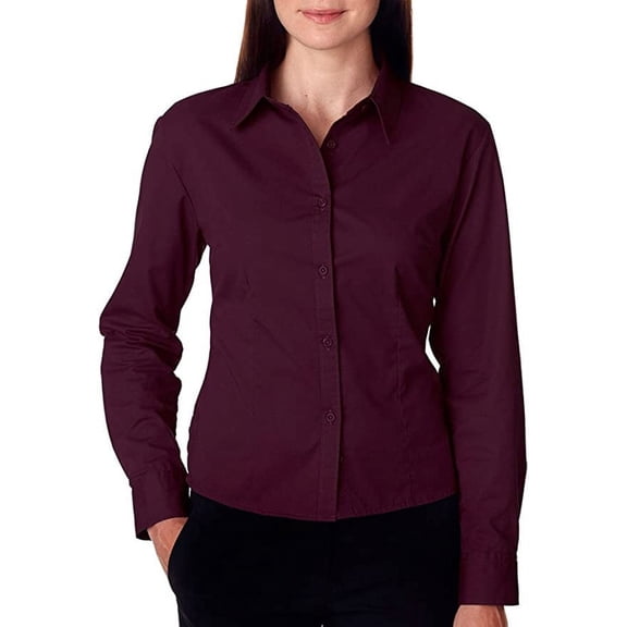 UltraClub Ladies' Whisper Twill Shirt 8976 Wine M