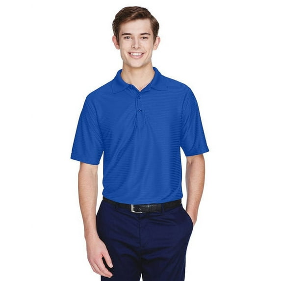 UltraClub Men's Cool & Dry Elite Tonal Stripe Performance Polo - COBALT - XL