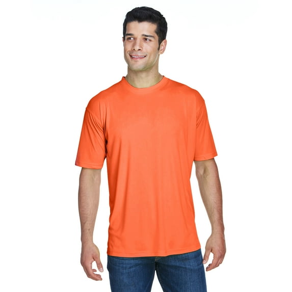 UltraClub Men's Cool & Dry Sport Interlock T-Shirt, Bright Orange, XXXX-Large