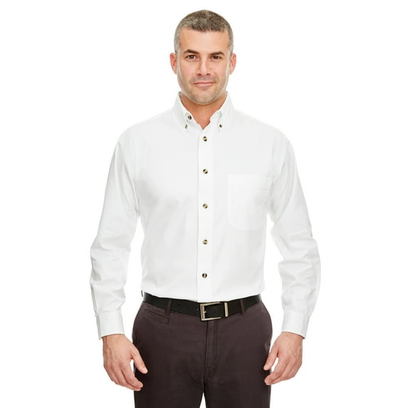 UltraClub Men's Cypress Long-Sleeve Twill with Pocket - 8960C