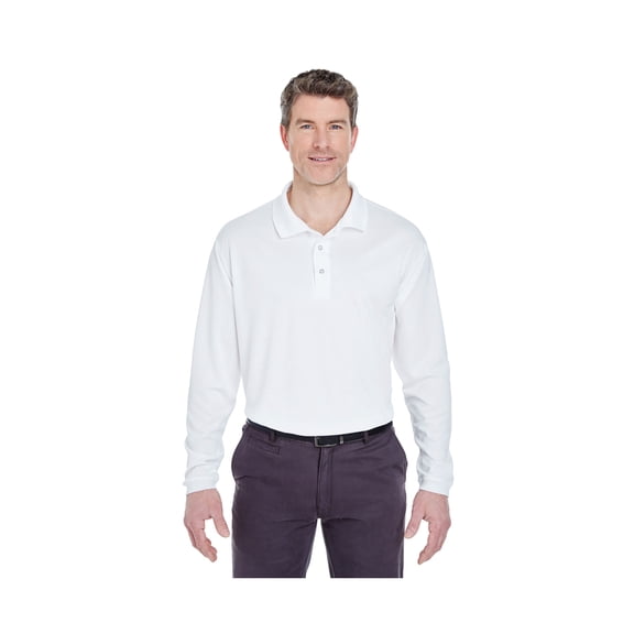 UltraClub Men's Long-Sleeve Stain-Release Performance Polo Shirt, Style 8445LS
