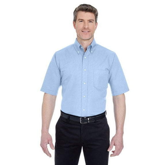 UltraClub Men's Tall Classic Wrinkle-Resistant Short-Sleeve Oxford - LIGHT BLUE - 2XT