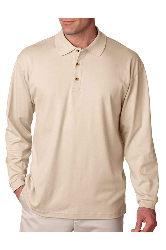 U8501 Men's Egyptian Interlock Long Sleeve Polo Shirt
