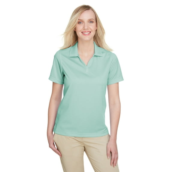 UltraClub Women's Cavalry Twill Performance Polo - WHITE/ JADE - XL