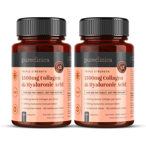 UltraColl Collagen 1200mg + Hyaluronic Acid 300mg (1500mg Total) – 360 Tablets | Up to 12-Month Supply | Marine Collagen Types I, II, III & VII | High-Strength Anti-Aging