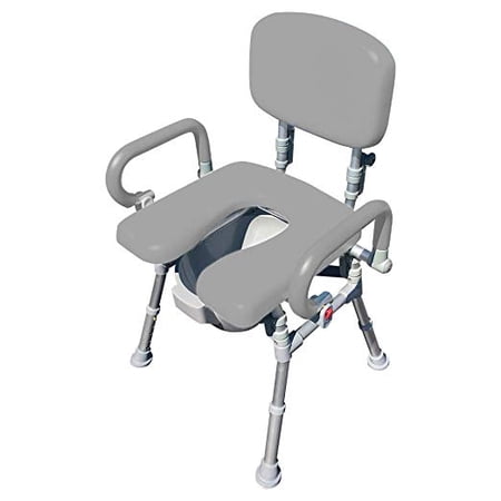 UltraCommode™ Comfortable Bedside Commode Chair / Bath Shower Chair Soft Warm Padded Foldable Adjustable Height XL Seat