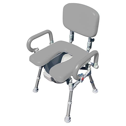 UltraCommode™ Comfortable Bedside Commode Chair / Bath Shower Chair Soft Warm Padded Foldable Adjustable Height XL Seat