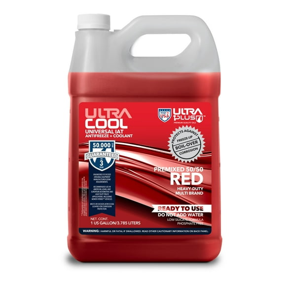 UltraCool Universal Antifreeze + Coolant HEAVY-DUTY PREMIXED 50/50 RED (1 US Gallon / 4 QTS)