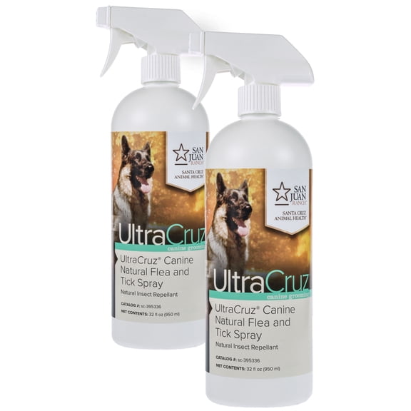 UltraCruz Canine Natural Flea and Tick Spray for Dogs Bundle, 2 x 32 oz Each