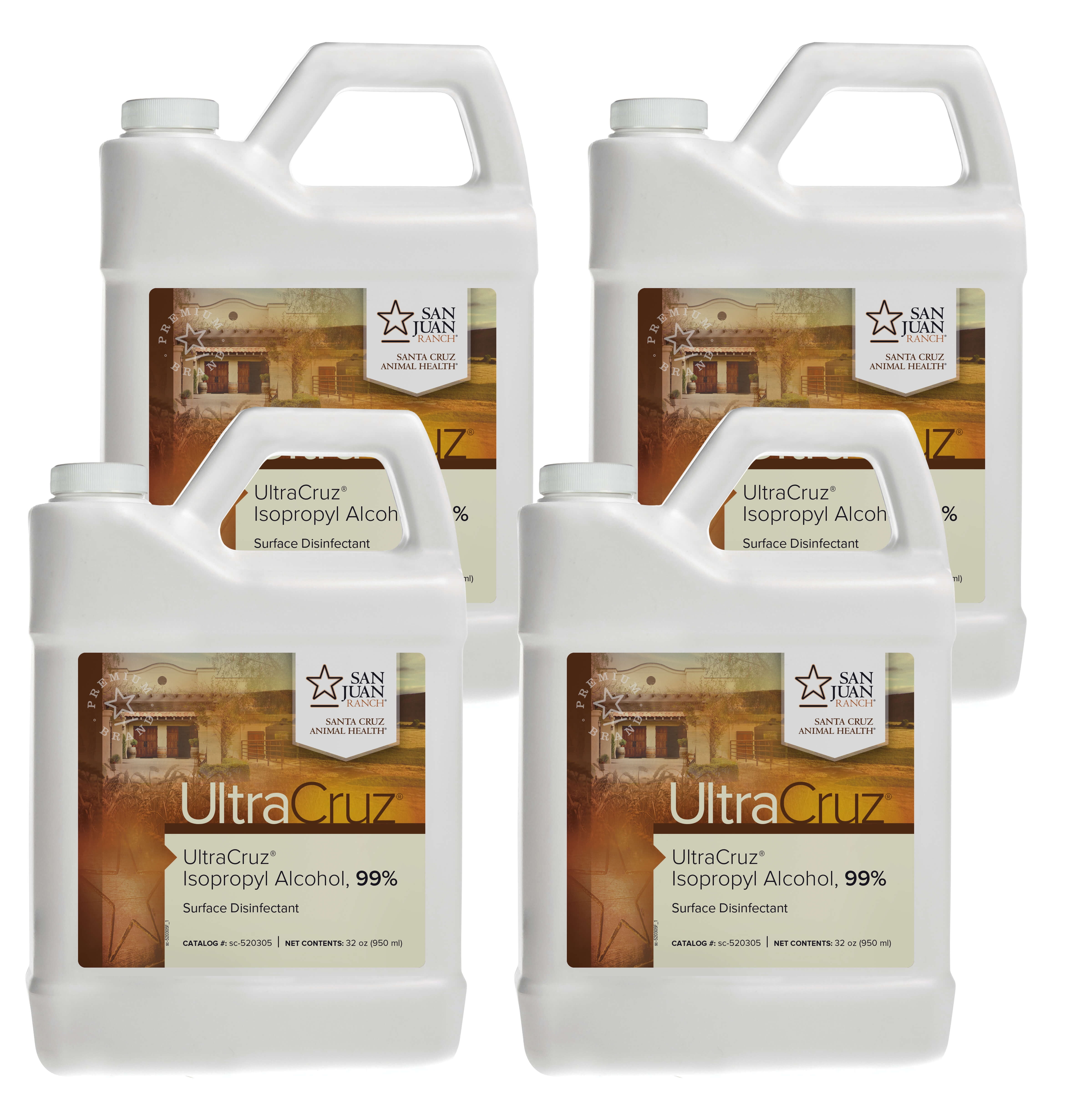 UltraCruz Isopropyl Alcohol, 99%, 4 x 32 oz (1 gallon total)