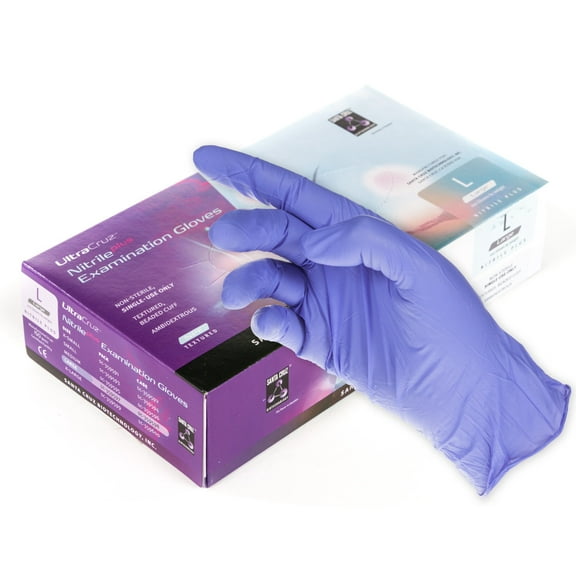 UltraCruz Nitrile Plus Gloves, Large, Case of 10 Boxes, 100 per Box, Powder Free, Latex Free