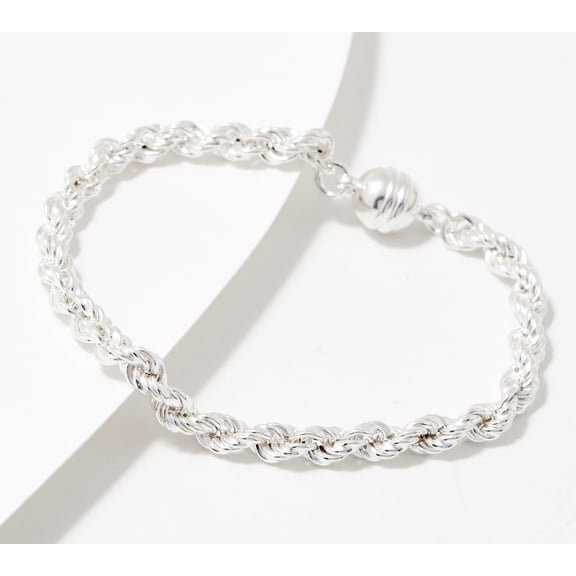 UltraFine 950 Silver Magnetic Rope Bracelet, Average 7-1/4"
