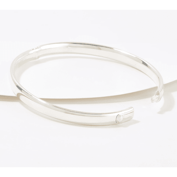UltraFine 950 Fine Silver Oval Tube Satin Finish Bangle, 7"
