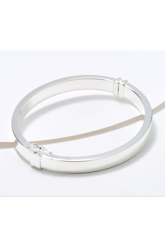 UltraFine 950 Fine Silver Polished Rectangle Tube Bangle 6-3/4"