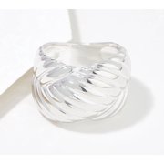 UltraFine 950 Fine Silver Textured Crossover Ring Size 10