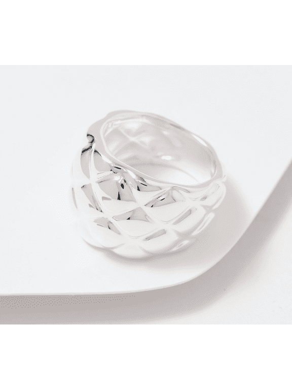 Silver Quilted Band Ring, Size 6