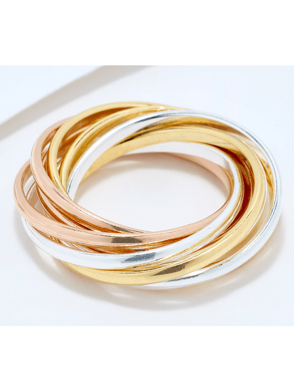 Tri-Tone 9-Row Rolling Ring, Size 6