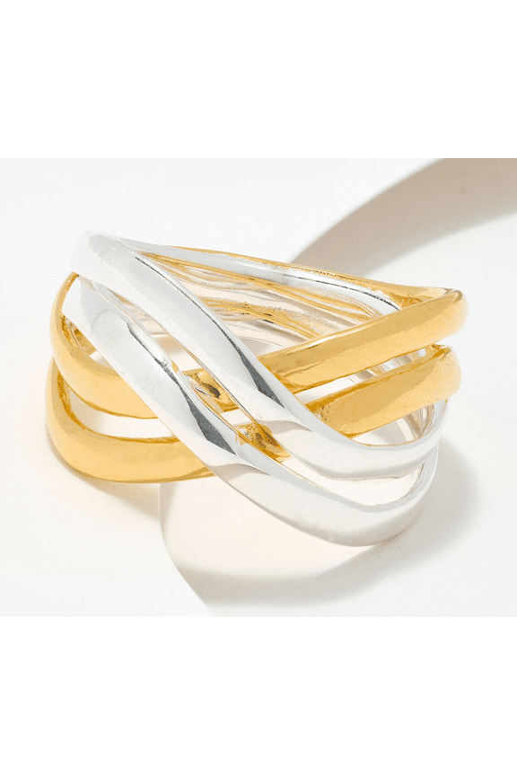 Two Tone Multi Layer Crossover Ring Size 9