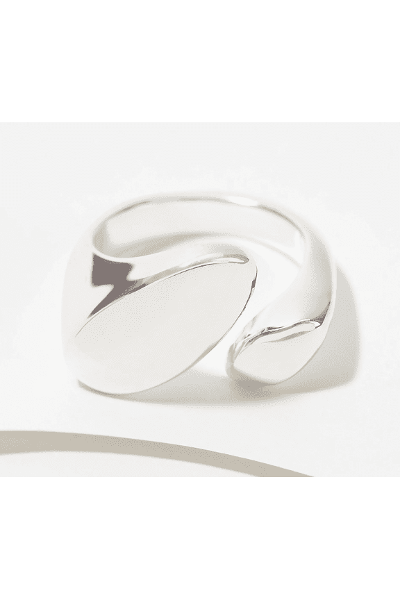 UltraFine Silver Polished Double Signet Bypass Ring Size 8