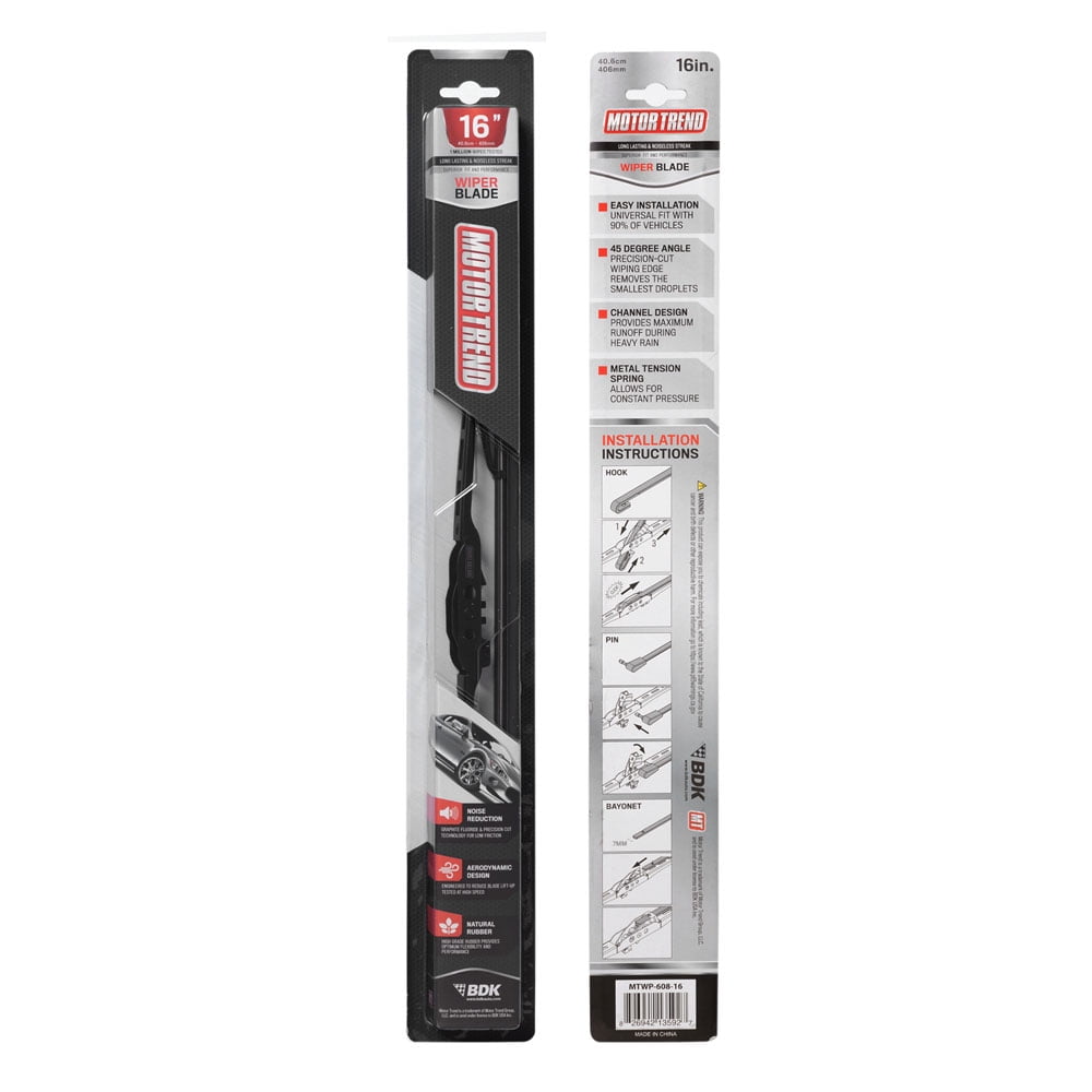 UltraFirm Precision Wiper Blade, High-Grade Natural Rubber, Metal Frame, 45° Cut for Maximum Clarity (16 Inch)